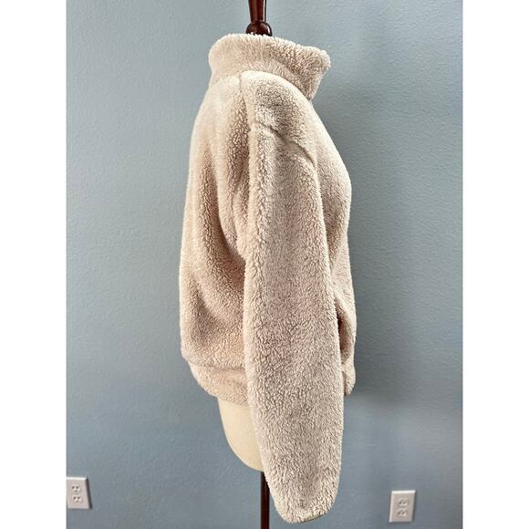UNIQLO Fluffy Fleece Teddy Full Zip Jacket Cream Natural X-Small - Picture 7 of 12